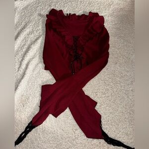 Red and black shirt with bell sleeves